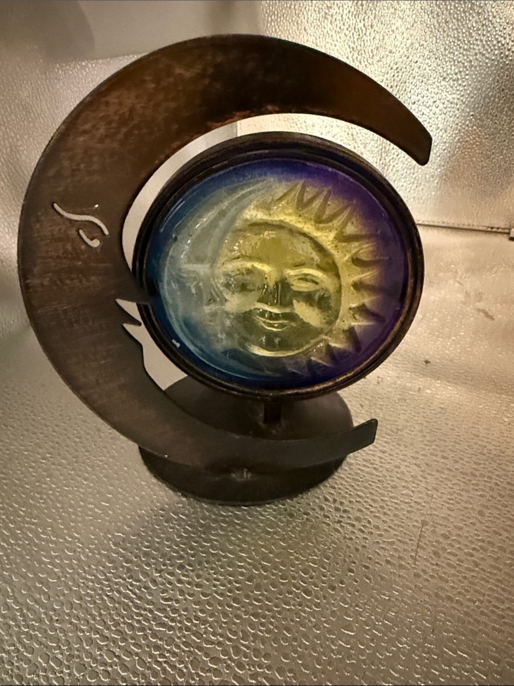 Celestial Metal and Glass Sun Celestial sculpture